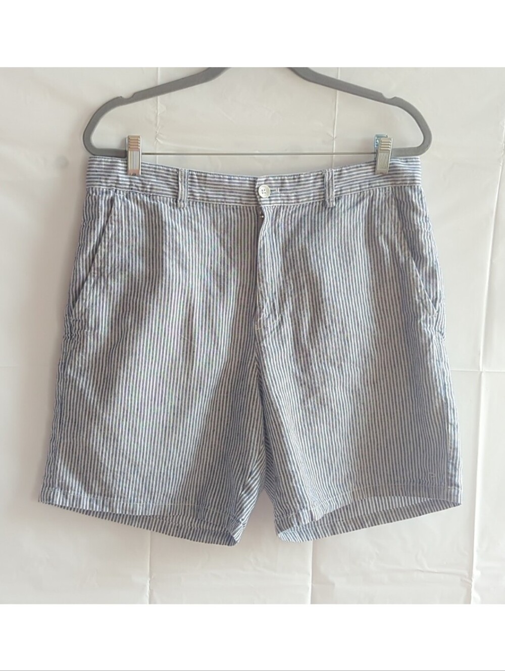 Rag & Bone Blue And White Striped Linen Blend 7" Shorts Size 33